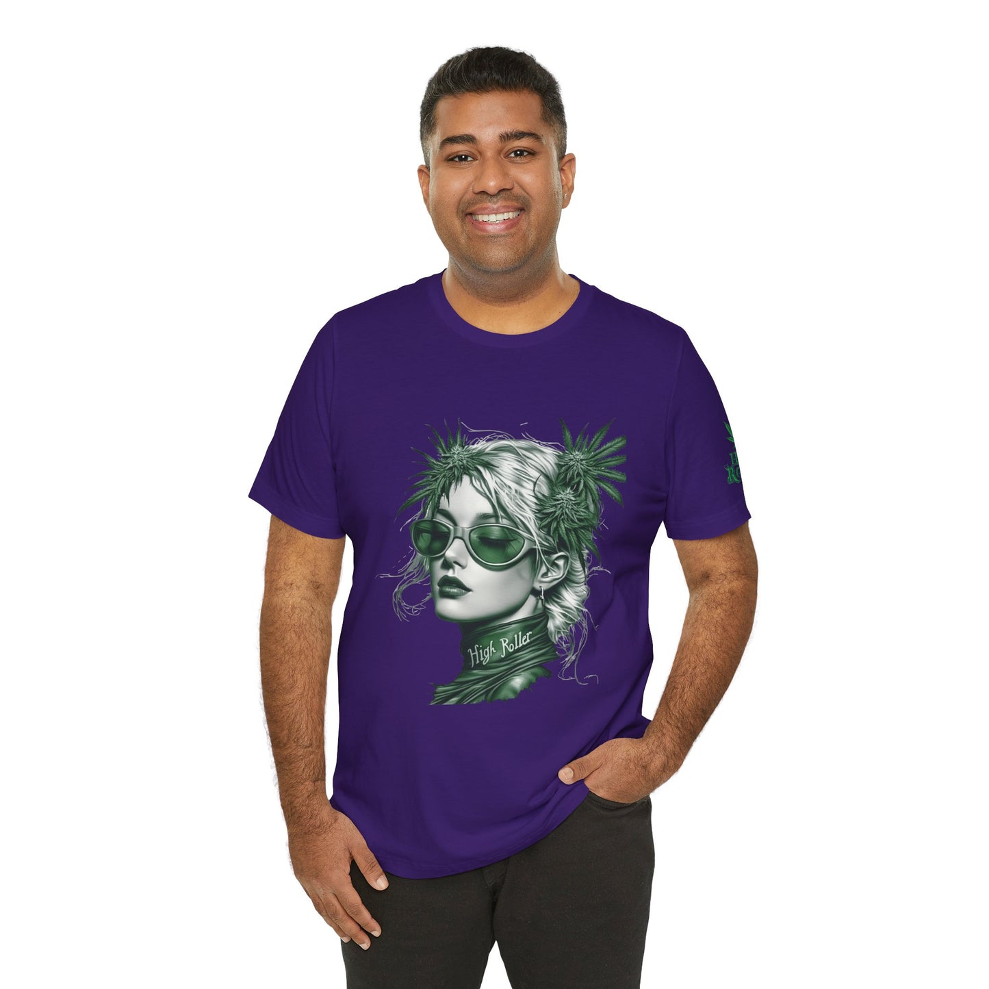Green Queen T-Shirt - Premium Airlume Cotton Cannabis Crown Portrait Art Tee