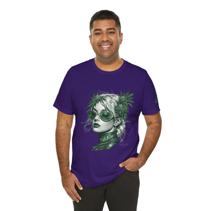 Green Queen T-Shirt - Premium Airlume Cotton Cannabis Crown Portrait Art Tee