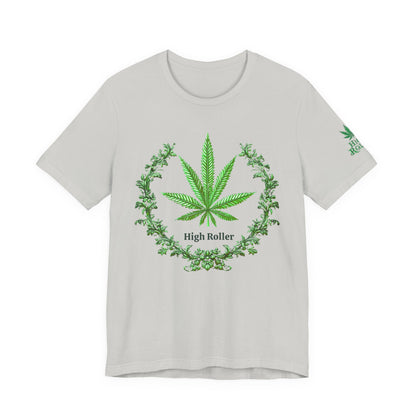 Cannabis Crest Wreath Tee - Botanical Elegance Art Design | High Roller