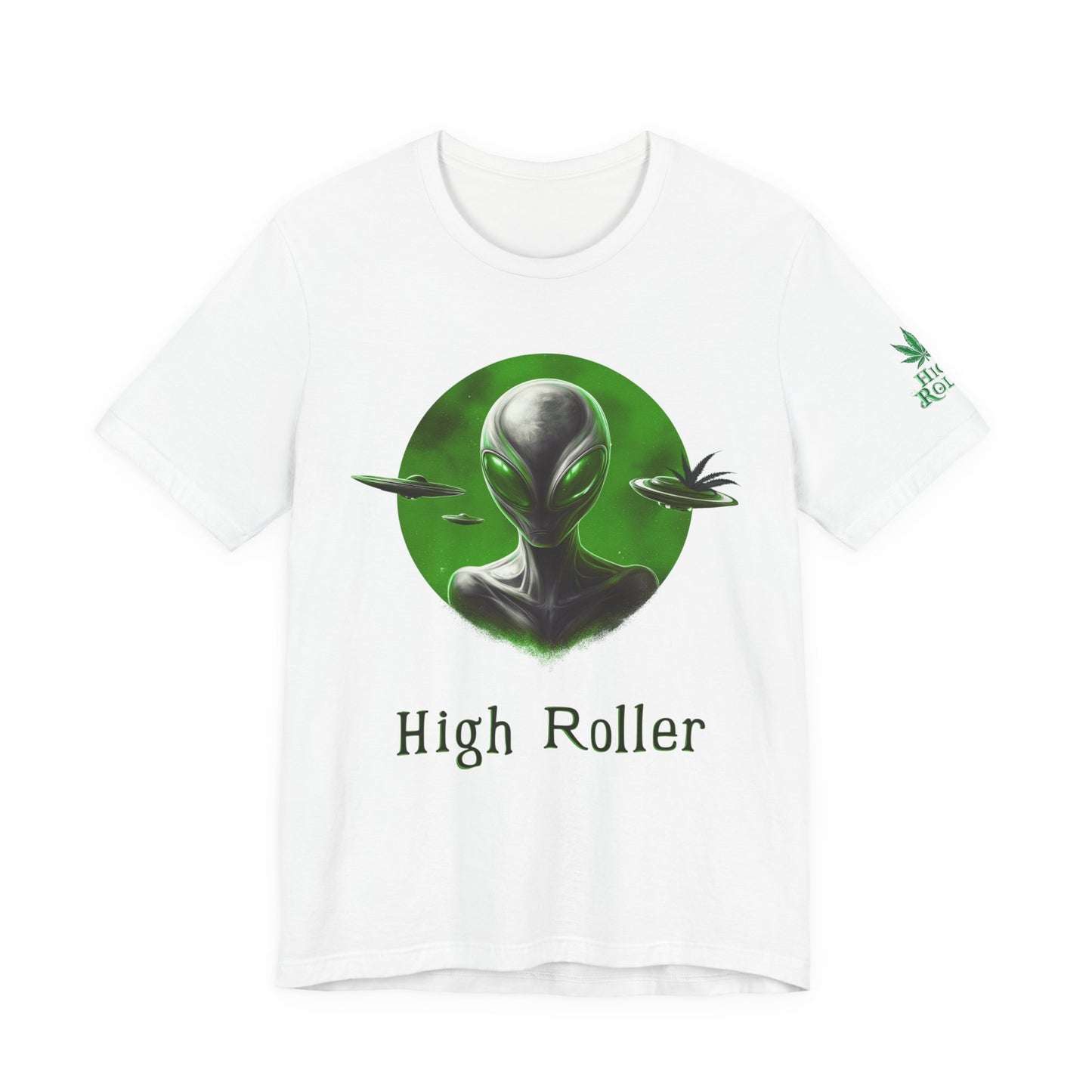 Cosmic Visitor Tee - Premium Airlume Cotton Cannabis Culture UFO Alien Art