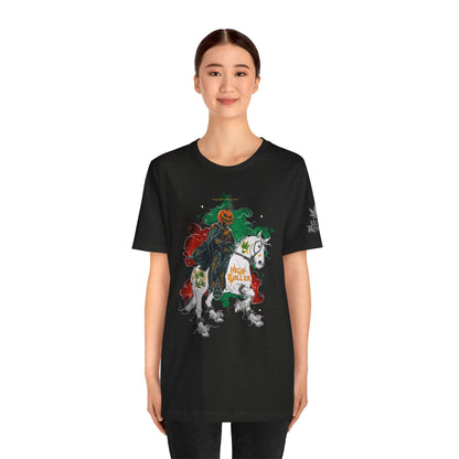 Headless Horseman HIGH ROLLER Halloween Cannabis T-Shirt - Premium Pumpkin Rider Skeletal Steed 420 Apparel