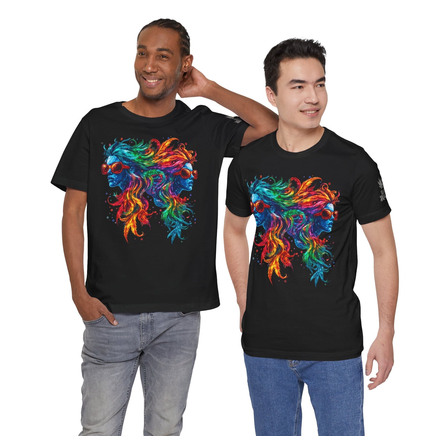 Spectrum Sisters T-Shirt - Premium Airlume Cotton Cannabis Rainbow Psychedelic Art Tee