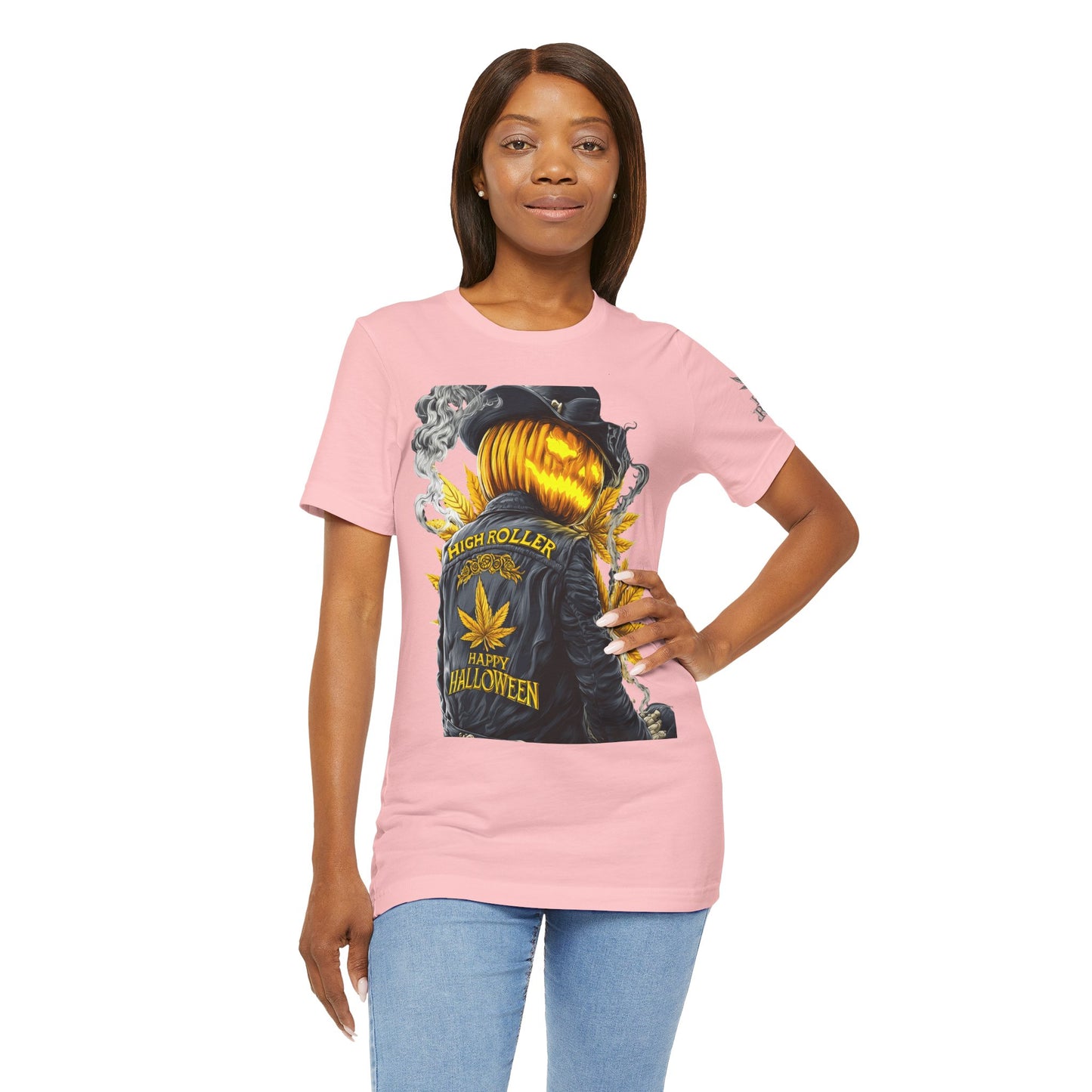 Halloween Witch Rider Cannabis T-Shirt - Premium Spooky 420 Biker Edition Apparel