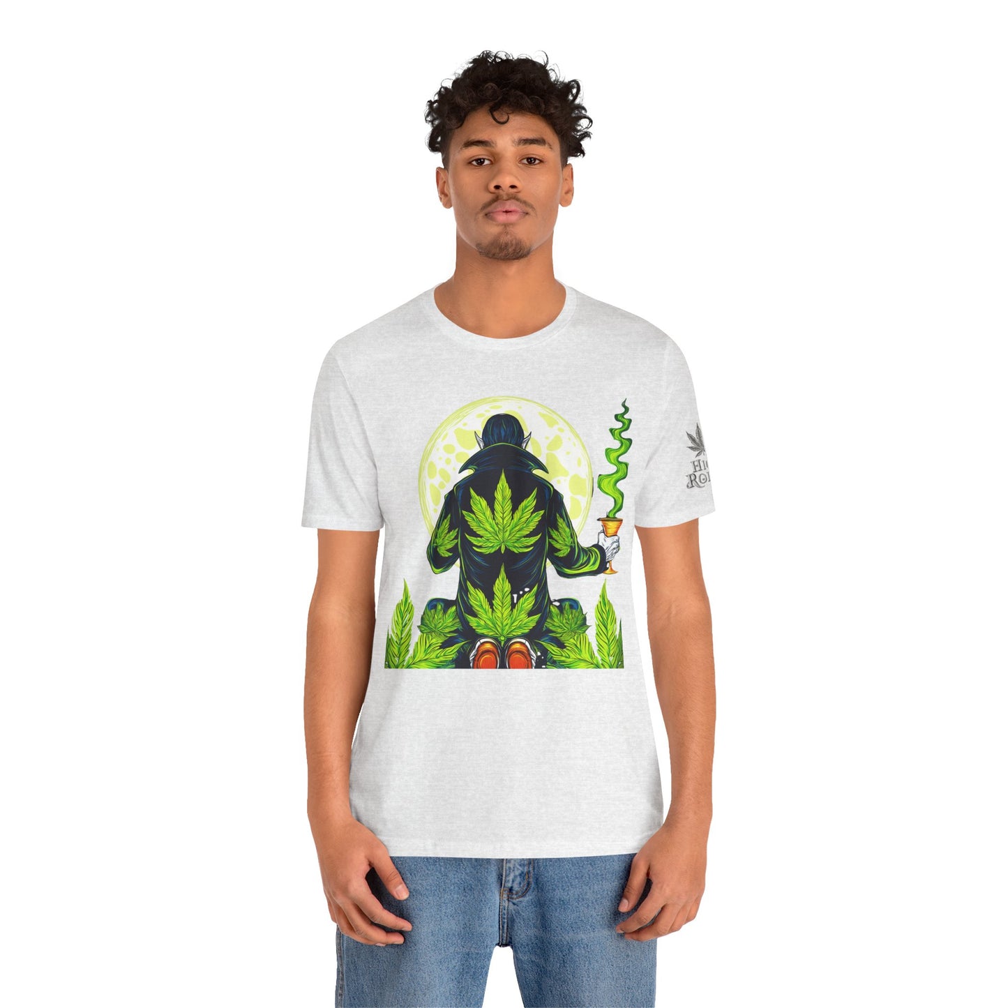 Luxury Gothic Cannabis Vampire T-Shirt - Premium Dark HIGH ROLLER Streetwear - Elevated Nocturnal 420 Fashion