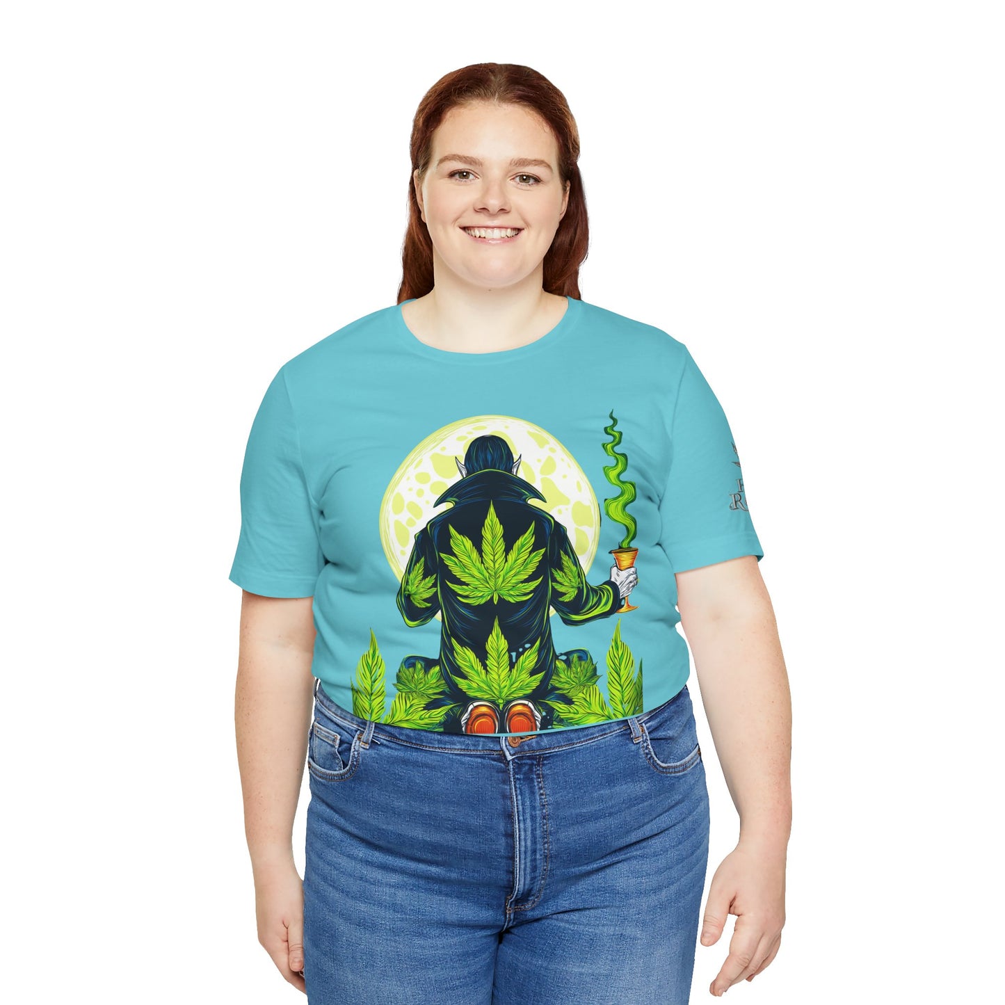 Luxury Gothic Cannabis Vampire T-Shirt - Premium Dark HIGH ROLLER Streetwear - Elevated Nocturnal 420 Fashion