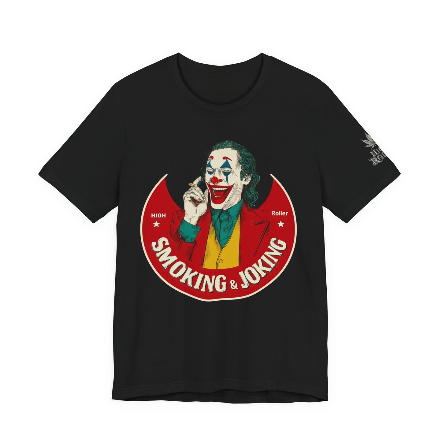 High Roller Villain T-Shirt - Premium Airlume Cotton Cannabis Joker Badge Art Tee
