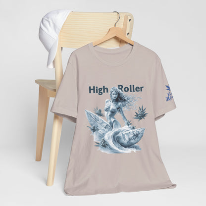 Chrome Wave Goddess Tee - Premium Airlume Cotton Cannabis Culture Surf Art