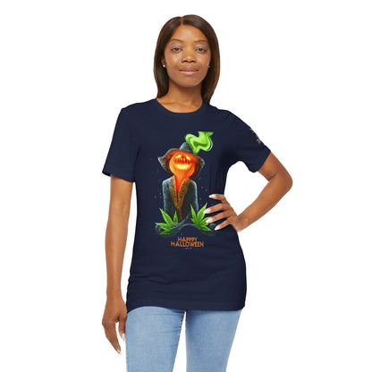 Victorian Pumpkin Gentleman HIGH ROLLER Halloween Cannabis T-Shirt - Premium Jack-o'-Lantern Aristocrat Meditation 420 Apparel
