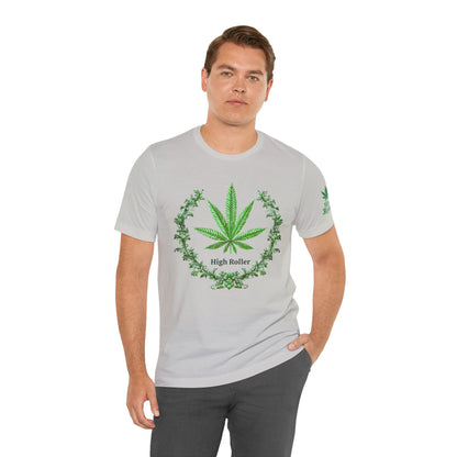 Cannabis Crest Wreath Tee - Botanical Elegance Art Design | High Roller