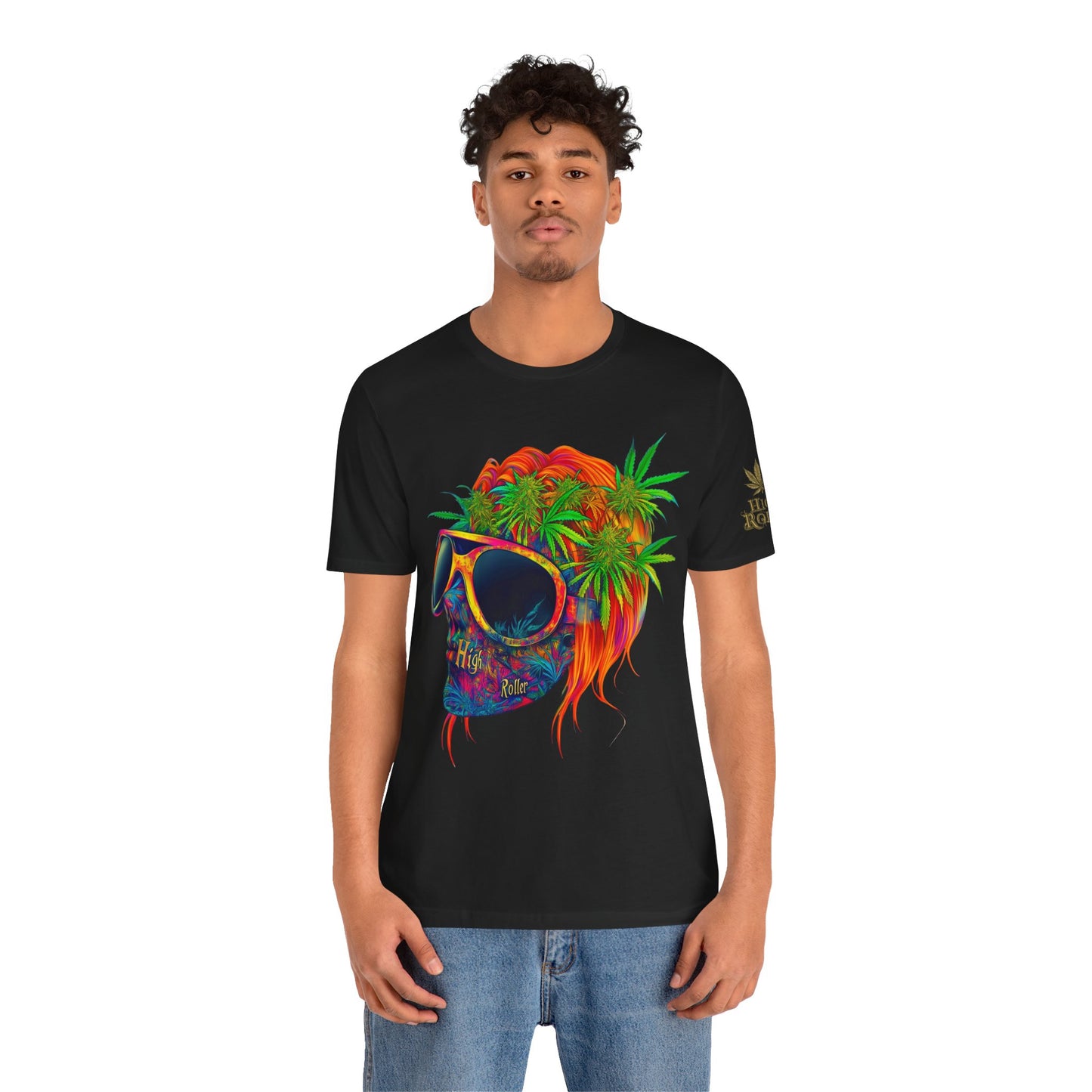 Tropical Cannabis Skull Tee - Paradise Vibes Art Design | High Roller