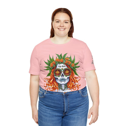 Sugar Skull Goddess Tee - Premium Airlume Cotton Cannabis Culture Day of Dead Art