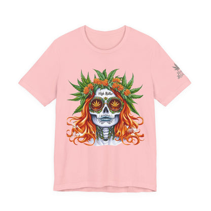 Sugar Skull Goddess Tee - Premium Airlume Cotton Cannabis Culture Day of Dead Art