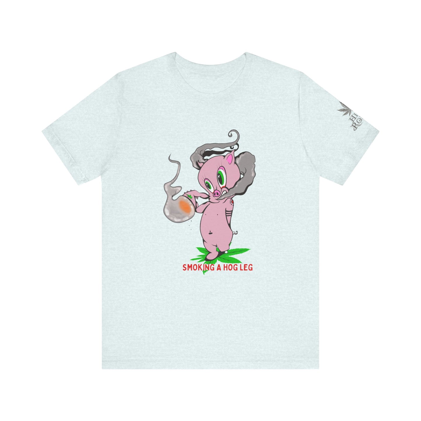 Smoking Hog Leg Pink Pig Tee - Premium Airlume Cotton Cannabis Culture Art