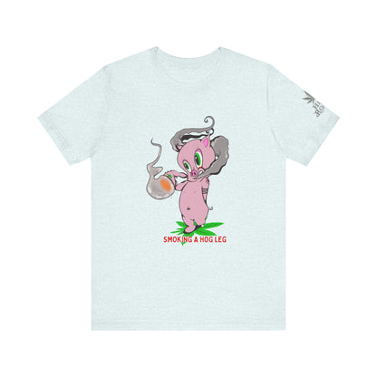 Smoking Hog Leg Pink Pig Tee - Premium Airlume Cotton Cannabis Culture Art