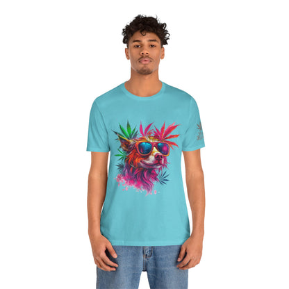 Spectrum Pup Tee - Premium Airlume Cotton Cannabis Culture Psychedelic Dog Art