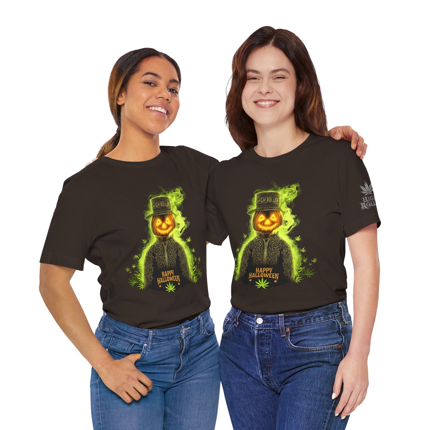 Spectral Pumpkin HIGH ROLLER Halloween T-Shirt - Premium Dark Cannabis Apparel