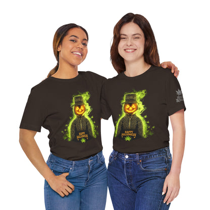 Spectral Pumpkin HIGH ROLLER Halloween T-Shirt - Premium Dark Cannabis Apparel