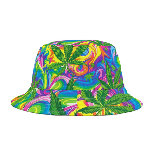 "HIGH ROLLER" Psychedelic Rainbow Swirl Bucket Hat