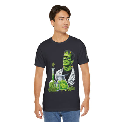 Frankenstein's Laboratory HIGH ROLLER Halloween Cannabis T-Shirt - Premium Monster Scientist 420 Experiment Apparel