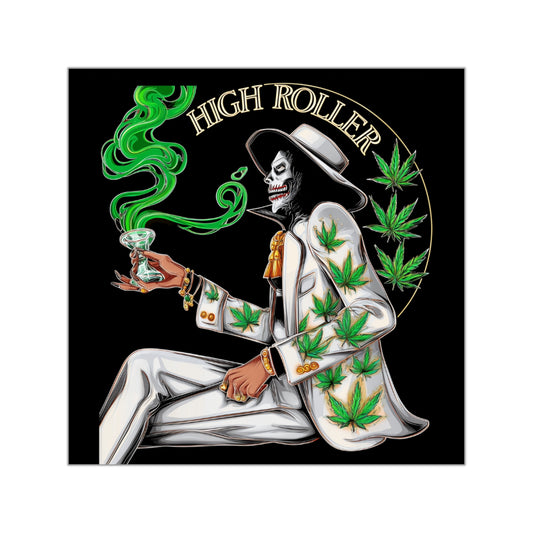Day of the Dead Cannabis Lady Sticker - Luxury Día de los Muertos Weed Art - HIGH ROLLER Premium 3x3 Vinyl