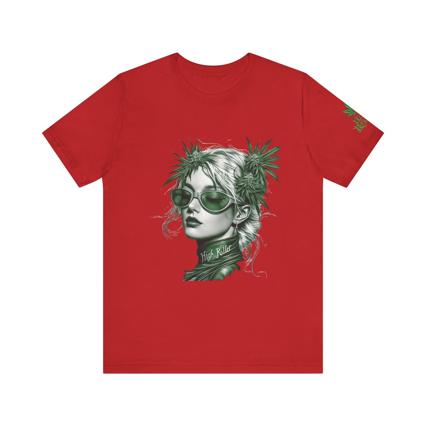 Green Queen T-Shirt - Premium Airlume Cotton Cannabis Crown Portrait Art Tee