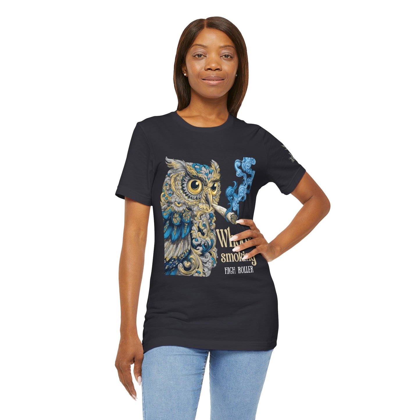 Baroque Owl Tee - Premium Airlume Cotton Cannabis Culture Ornate Bird Art