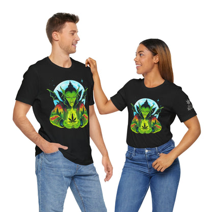 Mystic Dragon Guardian Cannabis Meditation T-Shirt - Premium Psychedelic 420 Apparel