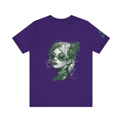Green Queen T-Shirt - Premium Airlume Cotton Cannabis Crown Portrait Art Tee