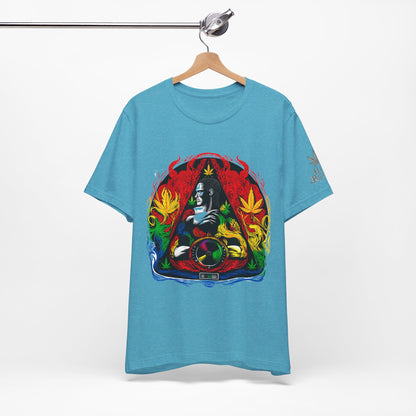 High Roller Sacred Buddha Cannabis T-Shirt - Premium 420 Spiritual Meditation Enlightenment Botanical Artistry Apparel