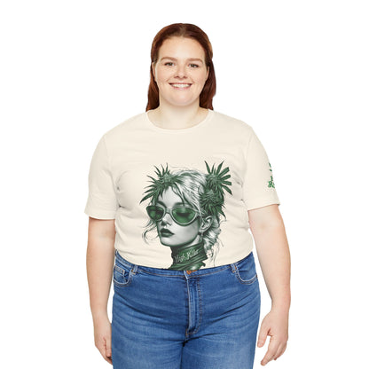 Green Queen T-Shirt - Premium Airlume Cotton Cannabis Crown Portrait Art Tee