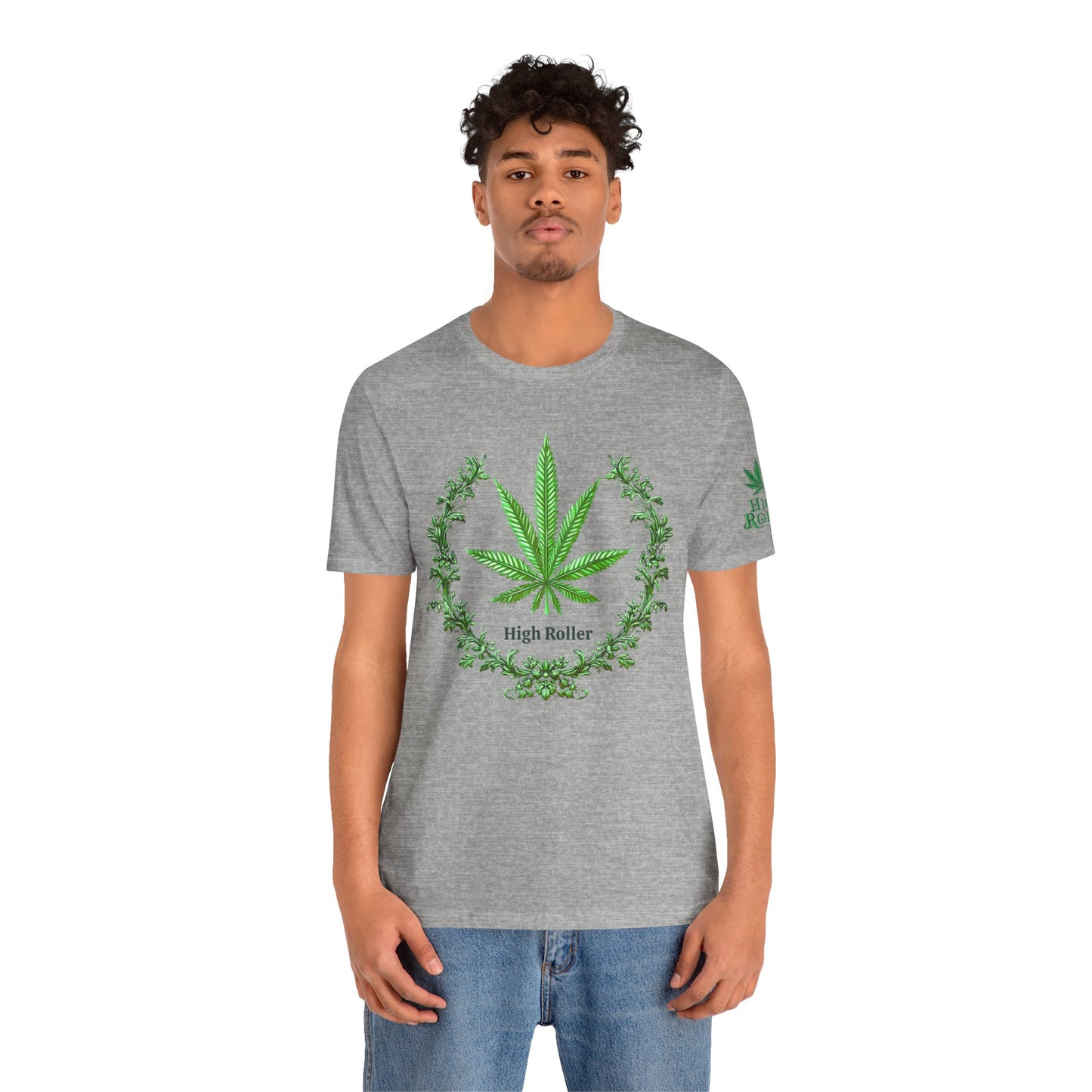 Cannabis Crest Wreath Tee - Botanical Elegance Art Design | High Roller