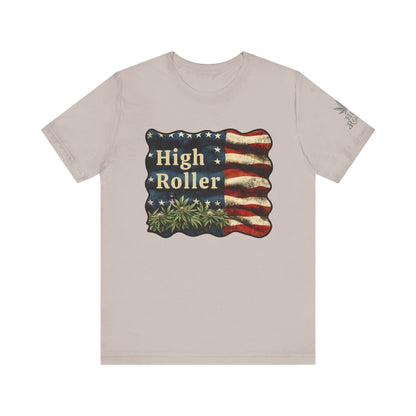 American High Roller T-Shirt - Premium Airlume Cotton Cannabis Patriotic Flag Art Tee