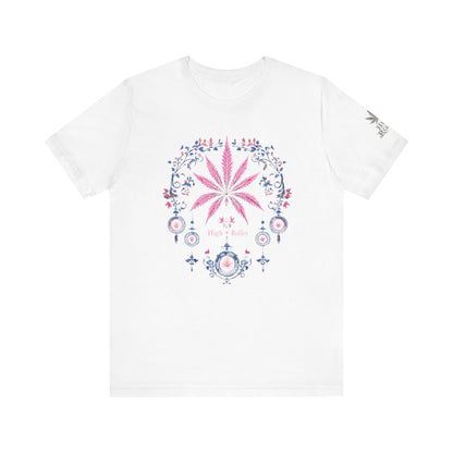Bohemian Cannabis Mandala Tee - Floral Folk Art Design | High Roller