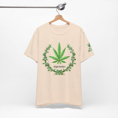 Cannabis Crest Wreath Tee - Botanical Elegance Art Design | High Roller