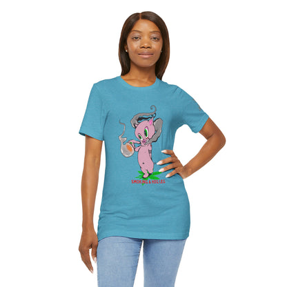 Smoking Hog Leg Pink Pig Tee - Premium Airlume Cotton Cannabis Culture Art