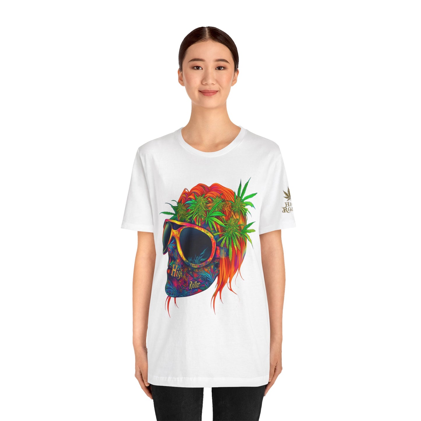 Tropical Cannabis Skull Tee - Paradise Vibes Art Design | High Roller