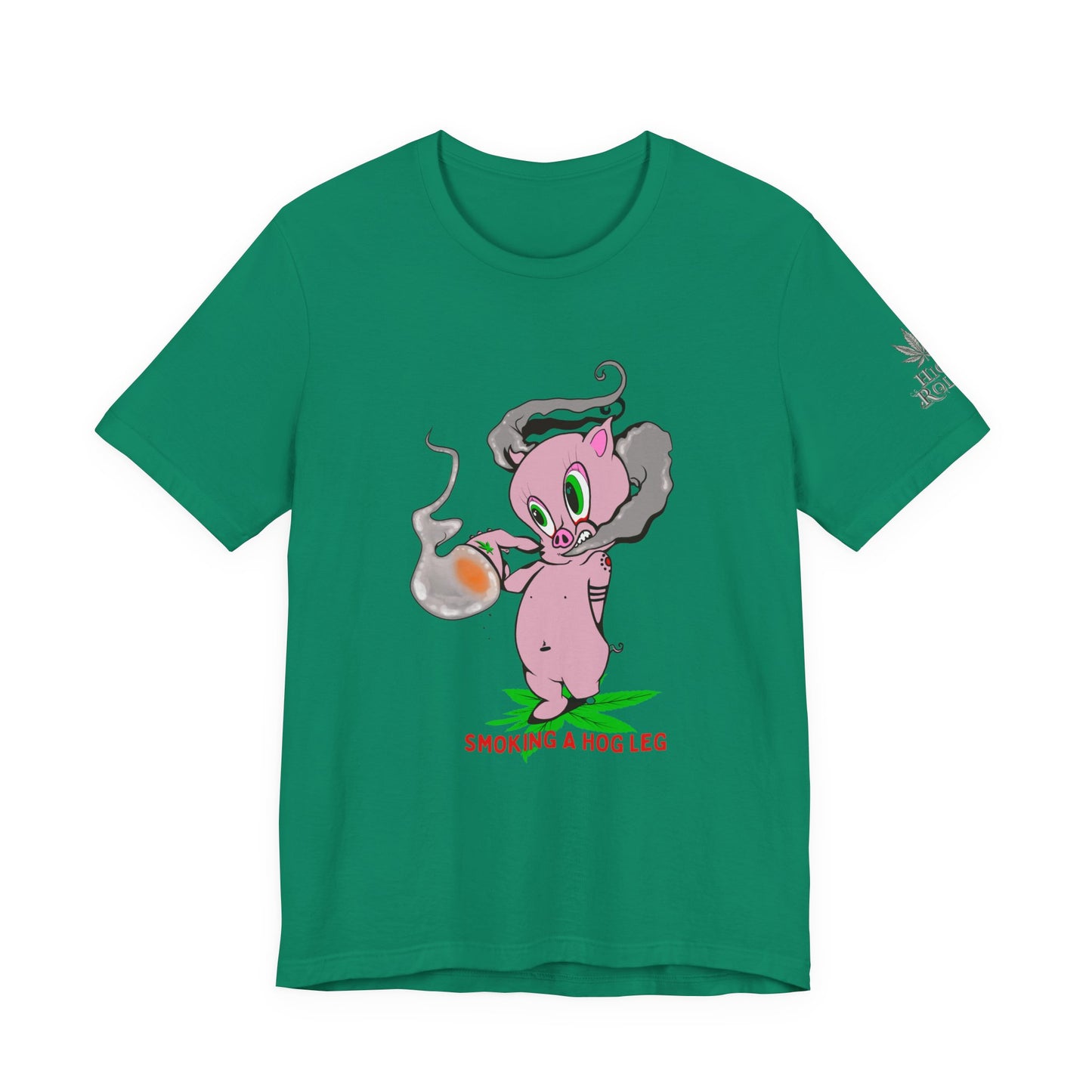 Smoking Hog Leg Pink Pig Tee - Premium Airlume Cotton Cannabis Culture Art