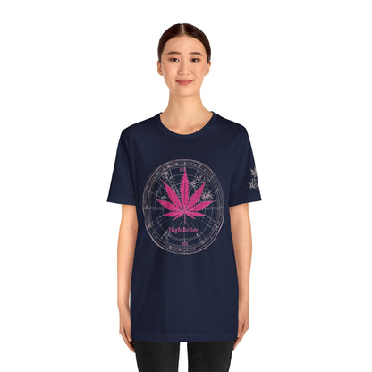 Cannabis Compass Tee - Navigation Leaf Art Design | High Roller