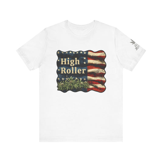 American Cannabis Flag Tee - Patriotic Hemp Art Design | High Roller