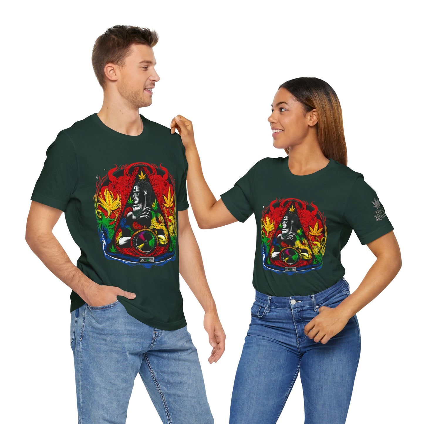 High Roller Sacred Buddha Cannabis T-Shirt - Premium 420 Spiritual Meditation Enlightenment Botanical Artistry Apparel