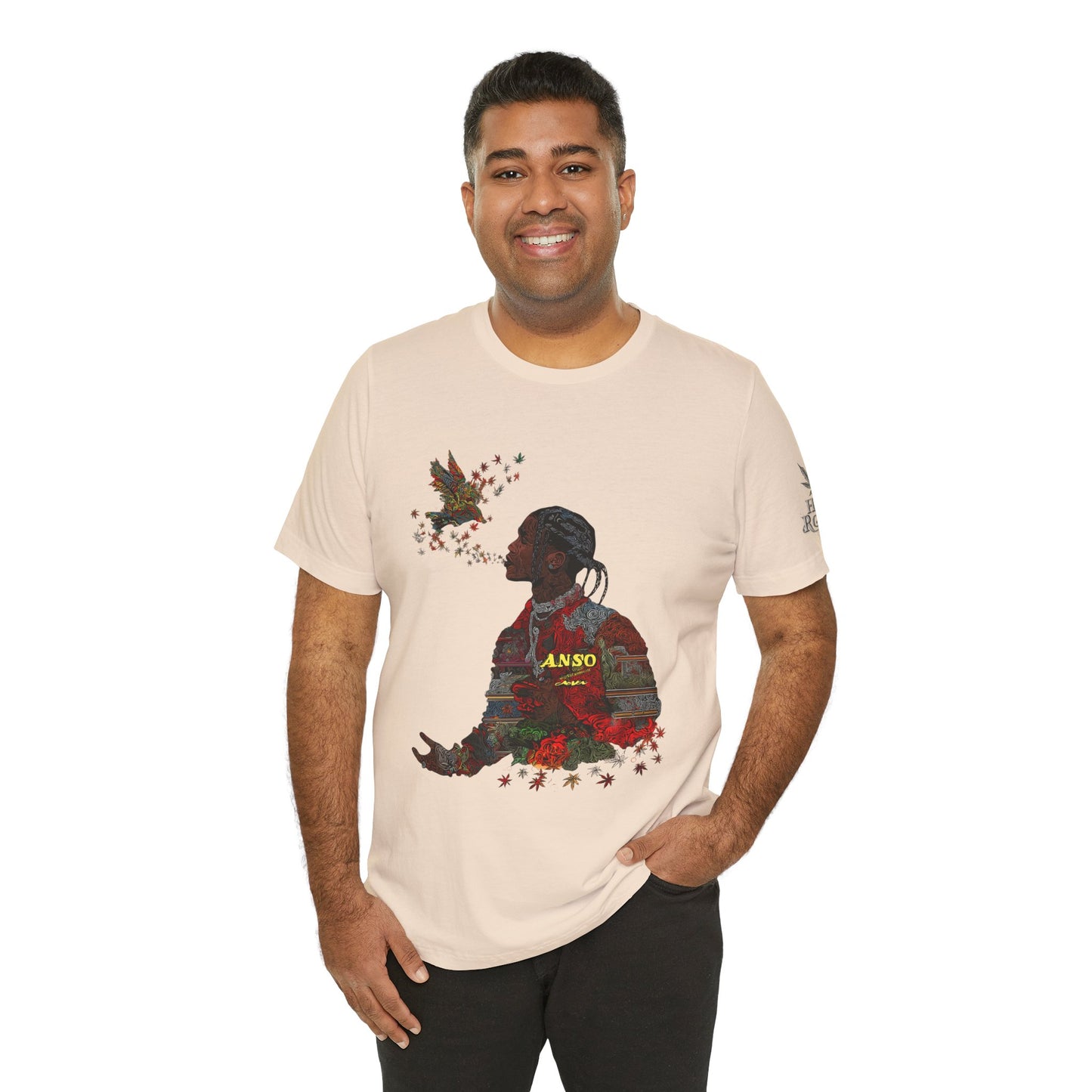 High Roller ANSO Freedom Eagle Cannabis T-Shirt - Premium 420 Artistic Double Exposure Urban Culture Liberation Apparel