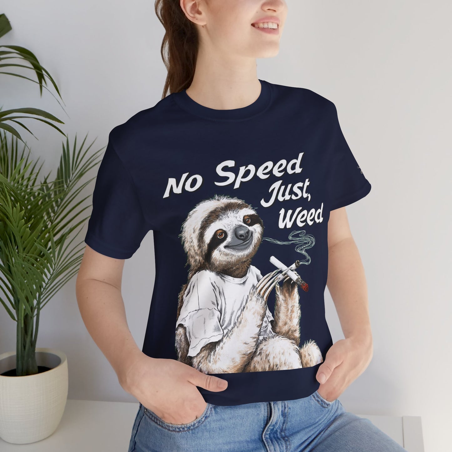Slow Motion Tee - Premium Airlume Cotton Cannabis Culture Sloth Humor Art