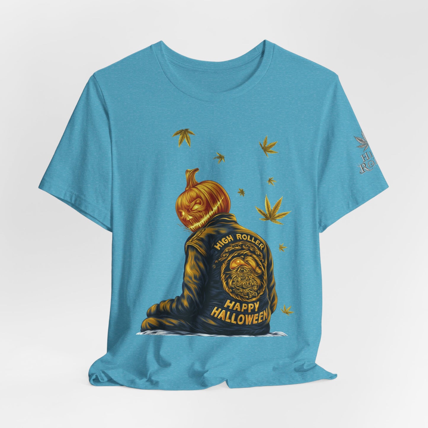 Pumpkin Head HIGH ROLLER Halloween T-Shirt - Premium Cannabis Culture Apparel