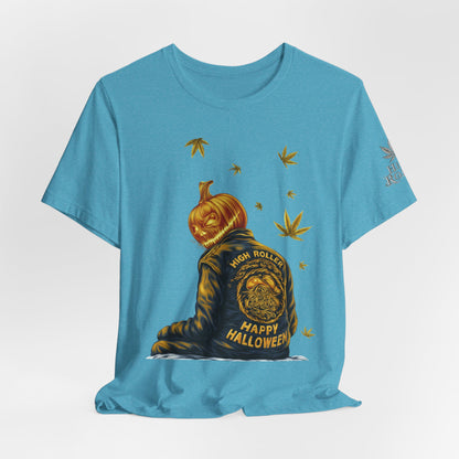 Pumpkin Head HIGH ROLLER Halloween T-Shirt - Premium Cannabis Culture Apparel