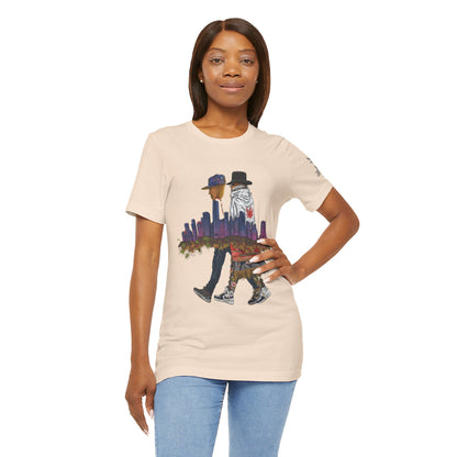 High Roller Urban Legends Cannabis T-Shirt - Premium 420 City Skyline Street Culture Double Exposure Apparel