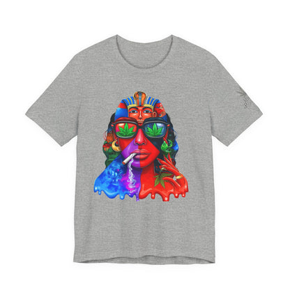 Pharaoh Vision Premium Cannabis Culture T-Shirt - Ancient Egyptian Royalty With Modern Cannabis Celebration And Psychedelic Split-Face Art