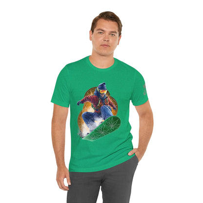 High Roller Snowboard Cannabis T-Shirt - Premium 420 Winter Sports Action Shred Mountain Lifestyle Apparel