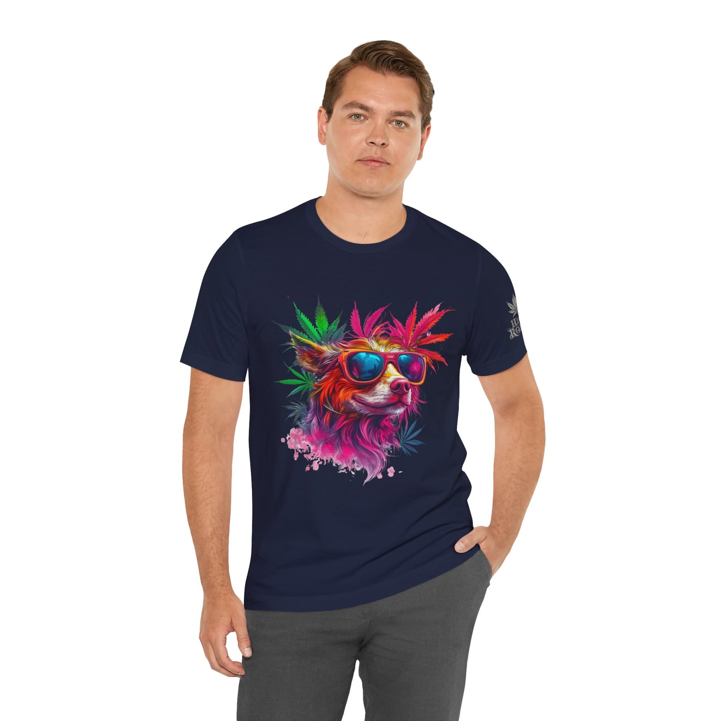 Spectrum Pup Tee - Premium Airlume Cotton Cannabis Culture Psychedelic Dog Art