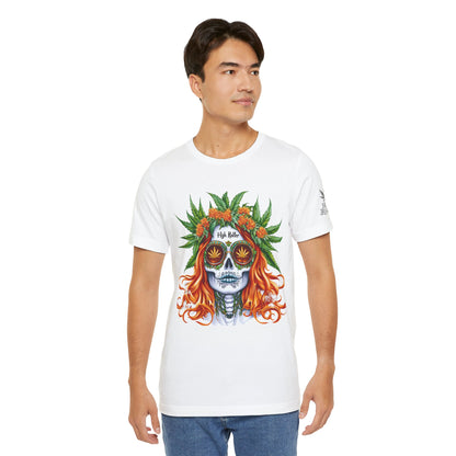 Sugar Skull Goddess Tee - Premium Airlume Cotton Cannabis Culture Day of Dead Art