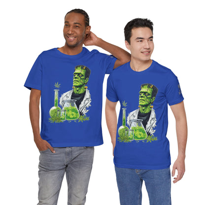 Frankenstein's Laboratory HIGH ROLLER Halloween Cannabis T-Shirt - Premium Monster Scientist 420 Experiment Apparel